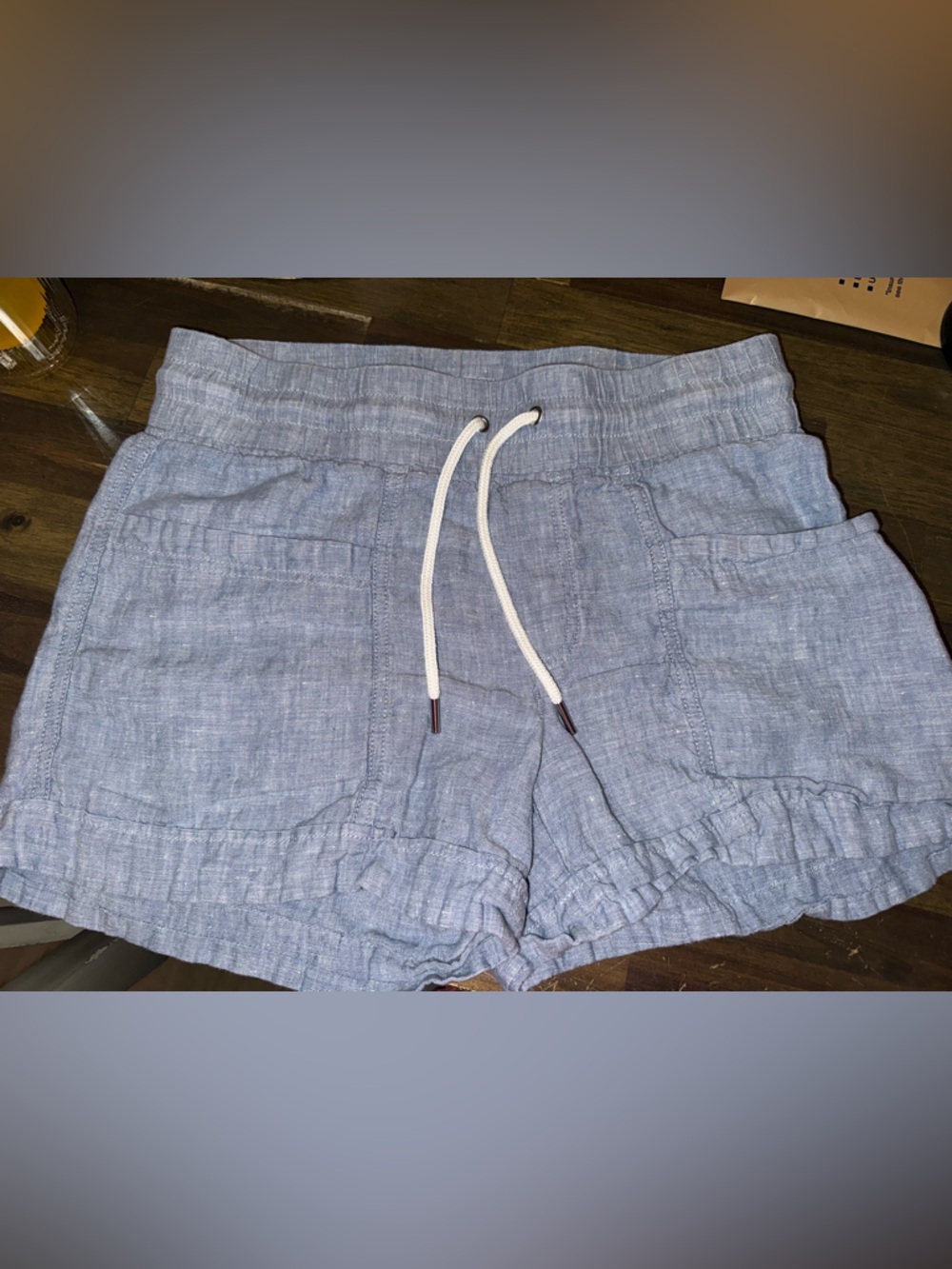 Athleta Light Blue Cabo Linen-Blend Shorts